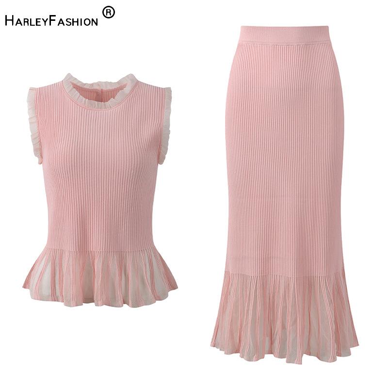 Elastic Lace Trim - Ensemble 2 pièces tricoté slim pour