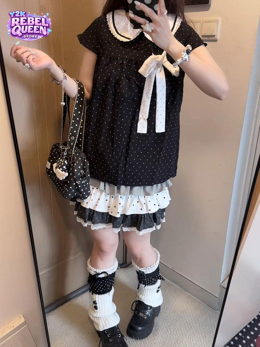 Elastic Lace Trim - Ensemble 2 pièces Y2K Kawaii japonais