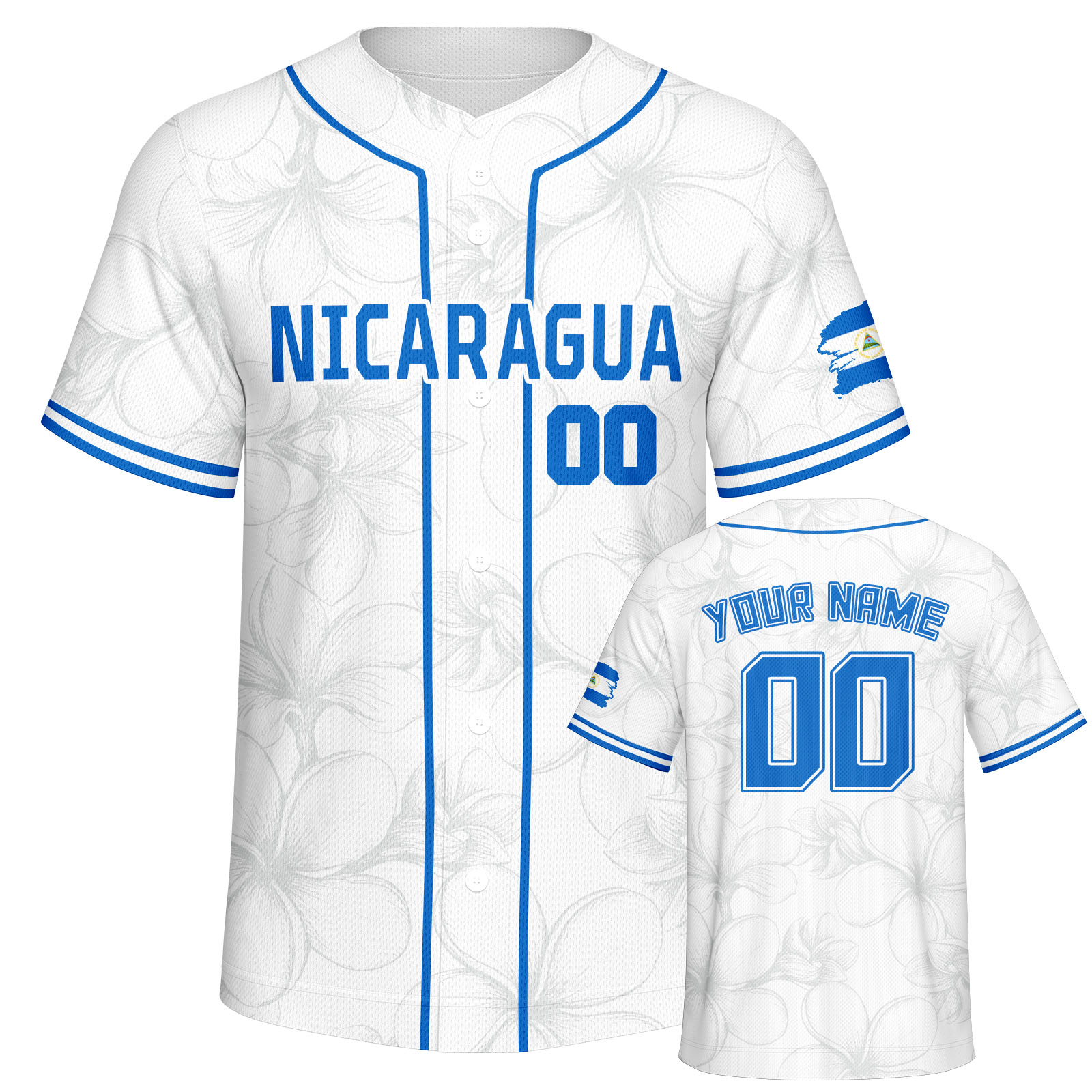 Embellish Knit - Maillot de baseball personnalisé Nicaragua, nom