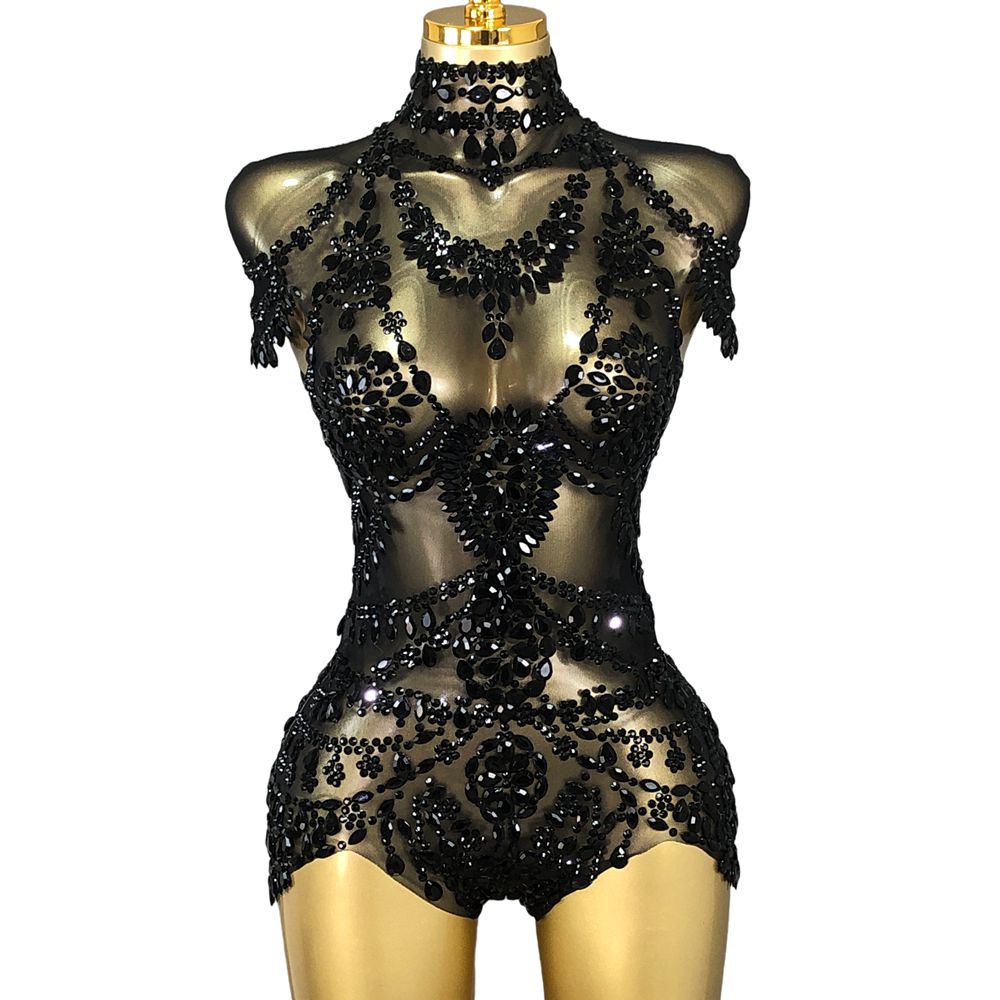 Rhinestone Banding Trim - Justaucorps scintillant à strass pour femme,